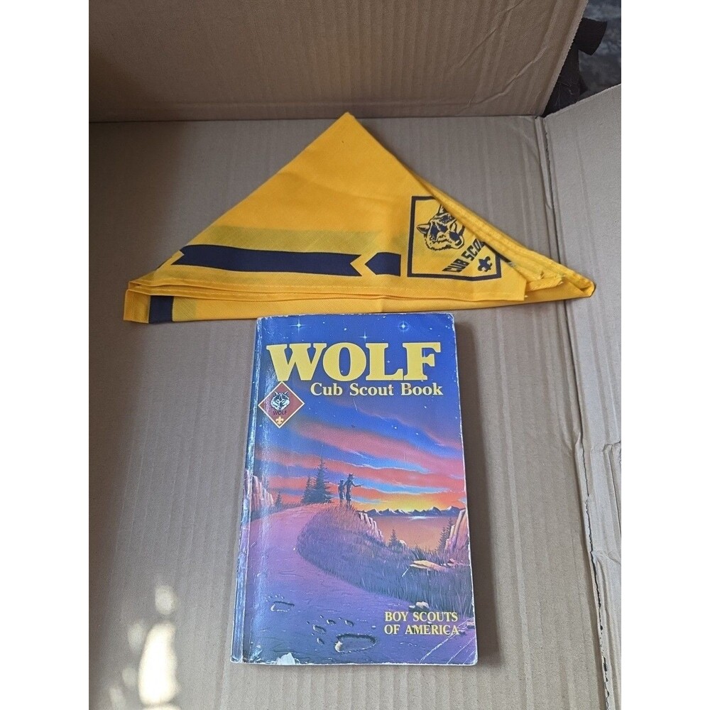 Wolf Cub Scout Book & Neckerchief Vintage Boy Scouts of America BSA